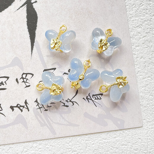 Dai Yan's cool Chinese style glass butterfly antique pendant DIY jewelry bracelet necklace earrings mobile phone chain beaded accessories butterfly pendant DIY jewelry 6 pack mixed color