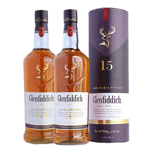 格兰菲迪（GLENFIDDICH）格兰菲迪15年苏格兰单一麦芽威士忌洋酒 英国进口700ml斯佩塞产区 格兰菲迪15年700ml*2瓶