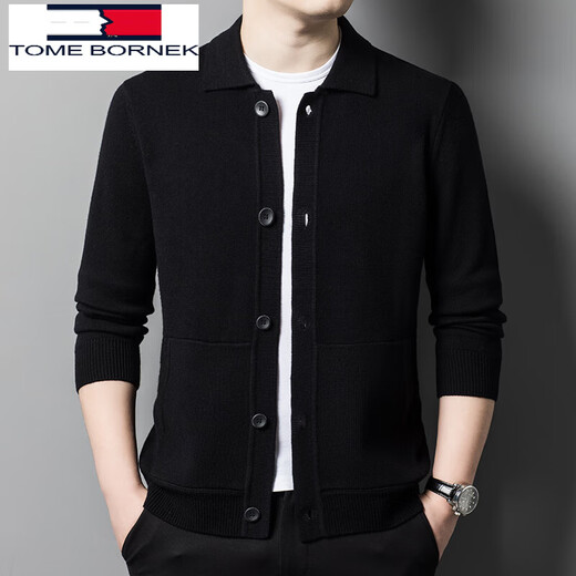 Tommy Shekelly Tommy Tommy 2024 00% Strickjacke für Herbst und Winter 2024 Herrenstrick Jacke Casual Revers Top Grey 170/50/L