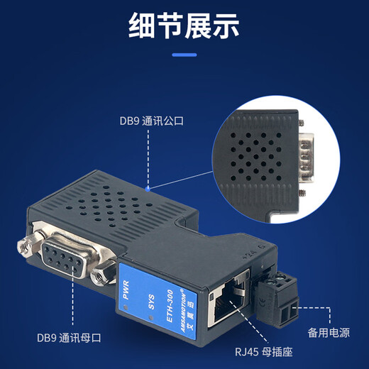 Emerson MPI/PPI/DP to Ethernet DB9-pin female port straight-through/bridge type communication S7-300/200PLC serial port to network port module ETH-300-2P ETH-200-2P PPI to Ethernet bridge type