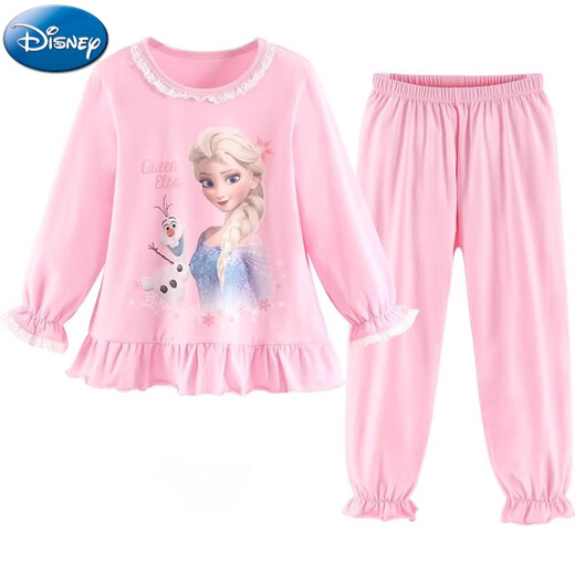 Disney Girls Trendy Pajamas установите детскую чистую хлопковую осеннюю одежду Новый лед и снег, айша милая принцесса домашняя одежда Детская одежда 724# фиолетовый костюм 130 см.