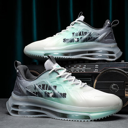 EXUELING men's shoes summer breathable cushion shock-absorbing large size men's shoes sports shoes youth trendy running shoes heightened summer shoes men TK757 gray-green 42 (260mm)