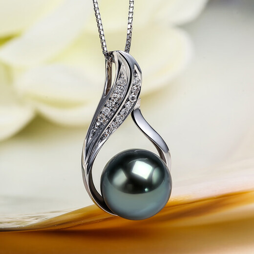 Queen of Pearls S925 Silver Tahitian Black Pearl Pendant Seawater Pearl Necklace for Women Elegant Birthday Gift for Women