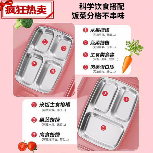 Kinderlunchbox für Grundschüler, um zur Schule zu gehen 316 Edelstahl-Isolierung für die Klassen 1-3 Mädchen Lunchbox mit Suppenschüssel Raumkapsel Kaninchen 5 Gittergeschirr + Suppenschüssel + Tasche 0 ml