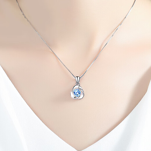 Crystal four-leaf clover necklace women's earrings bracelet gift box birthday gift for girls high-end light luxury 2025 new jewelry clover jewelry three-piece set-T169 blue