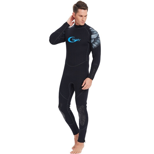 Swimming speed YonSub 5mm wetsuit for men, one-piece warm, deep diving professional cold protection, thickened scuba frogman thermal insulation, deep sea, black XL