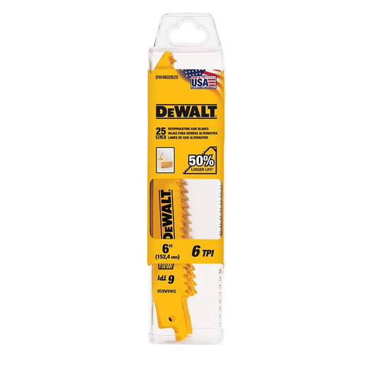得伟（DEWALT）电动马刀锯条往复锯片金属木材塑料水管切割锯条 5支装 18齿强力金属切割12寸 DWAR12118