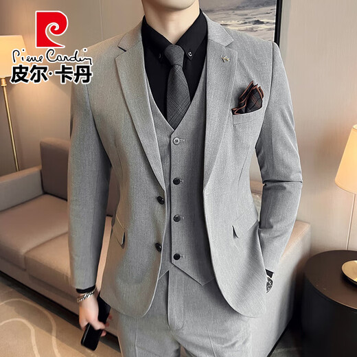 Pierre Cardin Bräutigam Anzug Männer Business Professional Formale Wedding Kleid hübsche ungezwungene Slim große Größe Anzug Männer SJT9889 Schwarzer dreiteiliger Anzug (Anzug + Hosen + Weste) XL Highly 160-180 Gewicht 120-135 Jin [Jin gleich 0,5 kg]