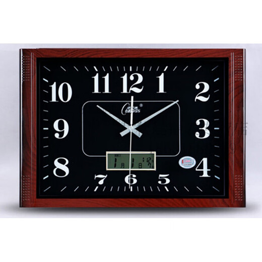 Combasi Square Large Wall Clock Ultra-Crean Sound Office Wohnzimmer Uhr Chinesische einfache künstlerische Quarz Uhr Wallhalterung 6626b Luminöses Holz Getreide schwarz 20 Zoll