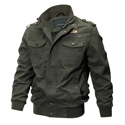 
Military fan supplies Furious tanks for men's spring retro pure cotton work jacket MA1 pilot jacket winter plus velvet top special forces tactical clothing C9903-Military green (plus velvet) XL