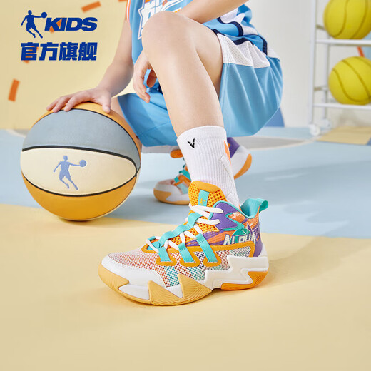 
Jordan (QIAODAN) children's shoes for summer men's basketball shoes breathable leather mesh wear-resistant shock-absorbing sports shoes-35