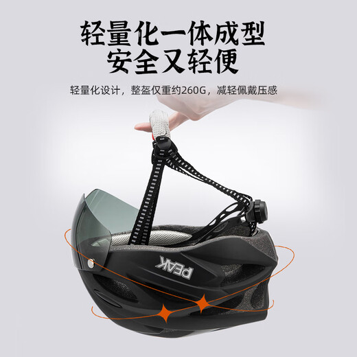 Peak Cycling Helmet Mountain Road Bike Helmet Men's and Women's One-piece Safety Helmet with Goggles Black