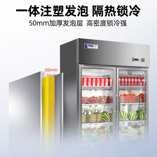 星星展示柜冷藏保鲜铜管双开门商用水果蔬菜大容量麻辣烫点菜饮料啤酒不锈钢冰箱冰柜 【热荐】双门铜管冷藏保鲜柜880升BC-980Y