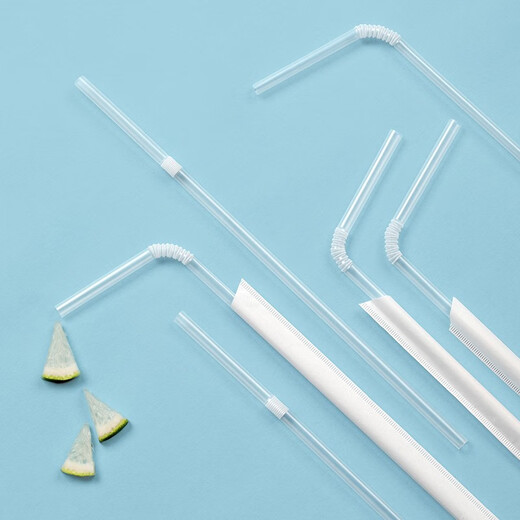 Camellia (CHAHUA) disposable single-packaged food-grade plastic straws for pregnant women, postpartum children, baby milk tea single elbow, 1 box, 200 pieces in total, boxed independent bendable straws
