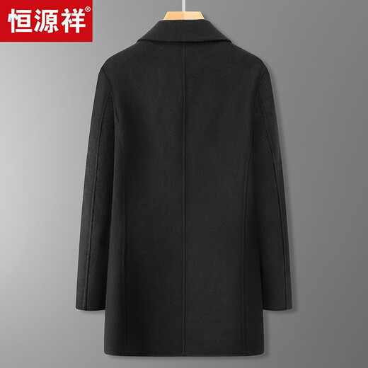 Hengyuanxiang große Herrenwolle doppelseitiger Wollmantel Herbst und Winter plus fett plus Größe Herrenanzugkragen Wollmantel locker lässig dicker Mann schwarz 4XL (empfohlen 180-190Jin Jin entspricht 0,5 kg)