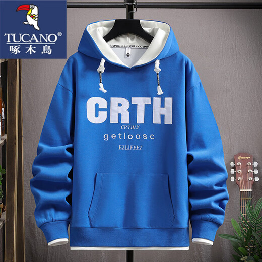 Толстовка «Дятел», новинка 2025 года, осень и зима, бархатный пуловер с капюшоном, студенческие повседневные свободные молодежные топы, мужские 720 метров, белый бархат, XL