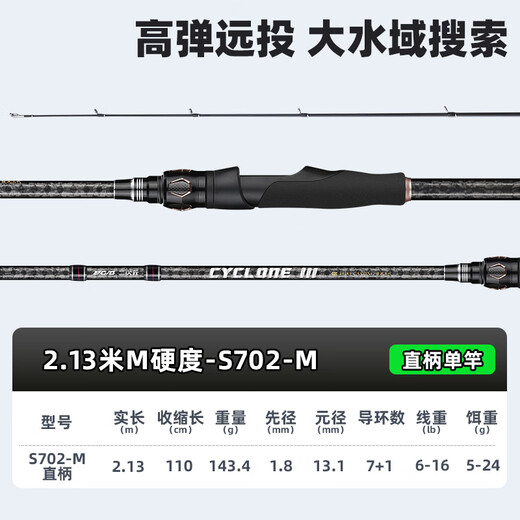 二次元 路亚竿直柄路亚入门路亚钓竿鲈鱼翘嘴打黑鱼竿抛竿 旋风三代S702M路亚单竿