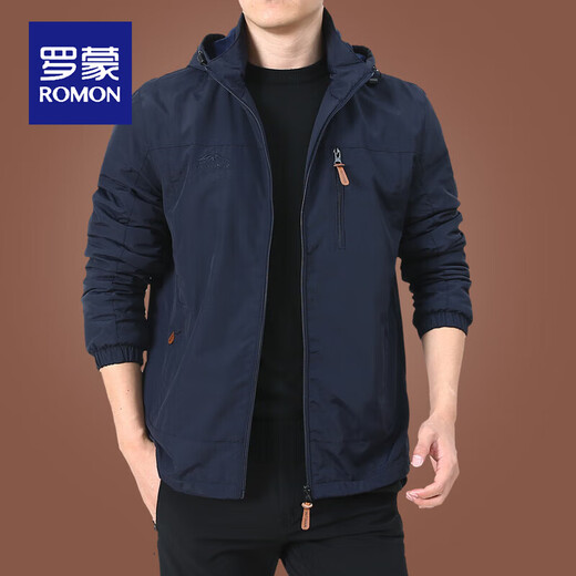 罗蒙（ROMON）户外冲锋衣男士外套秋冬季中年男装秋装上衣服加绒夹克男春秋厚 9898黑色 款 加绒 L
