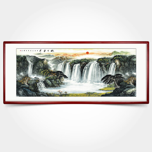 Youxian Chinese painting, landscape painting, office hanging painting, sofa background wall, living room decoration painting, ink calligraphy and painting, backing picture, landscape painting, C style, rising sun, frame 163*83 cm