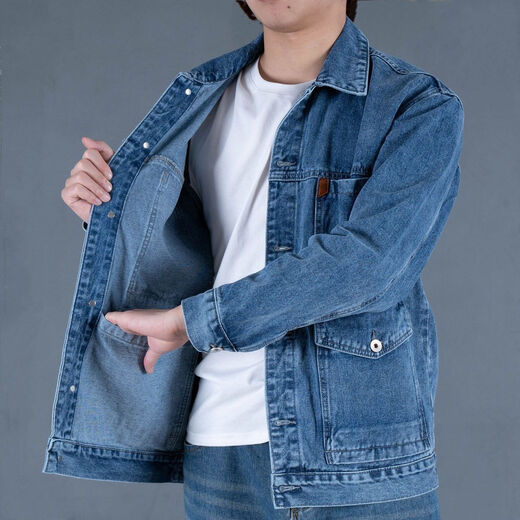 FELALWEN Denim Jacket Men's 2025 Trendy Spring and Autumn New Trendy Brand Handsome Work Jacket Loose Large Size Top Men's wt- R30 // Gray XL Recommended 130-145Jin Jin is equal to 0.5 kg