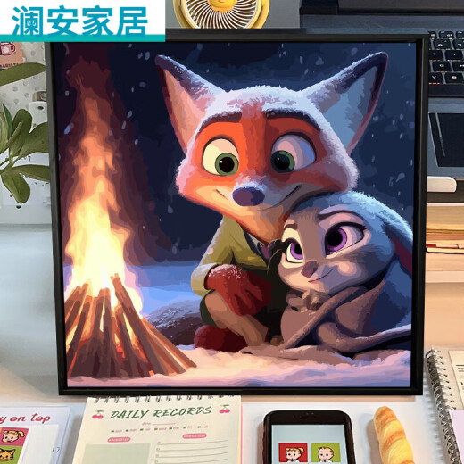 CLCEY疯狂动物城数字油画可爱卡通疯狂动物城数字油画 SJ13555 20*20cm绷好加厚实木内框