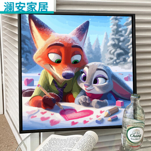 CLCEY疯狂动物城数字油画可爱卡通疯狂动物城数字油画 SJ13555 20*20cm绷好加厚实木内框