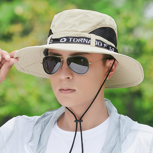 Charming sun hat men's summer fishing sun hat outdoor mountaineering sun large brim fisherman hat men's sun protection hat dark gray one size