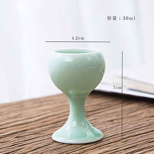 Fengge Ceramic Wine Glass Set Ceramic Wineware Household White Wine Glass Spirits Yellow Wine Cup One-cup Drinking Cup Chinese-style Goblet Celadon White Wine Cup Single Lotus Cup