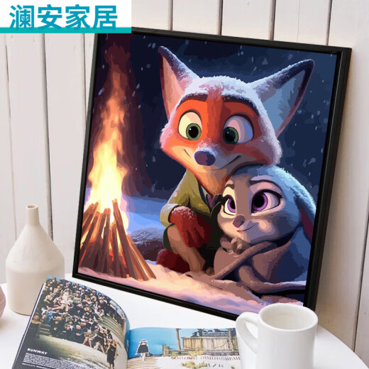 CLCEY疯狂动物城数字油画可爱卡通疯狂动物城数字油画 SJ13555 20*20cm绷好加厚实木内框