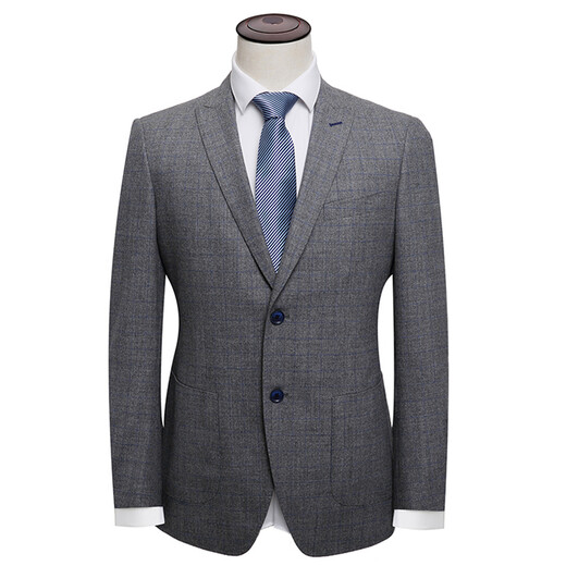 BAROMON [100% wool] suit men's single western business casual middle-aged men's suit jacket light luxury high-end gray plaid 175B