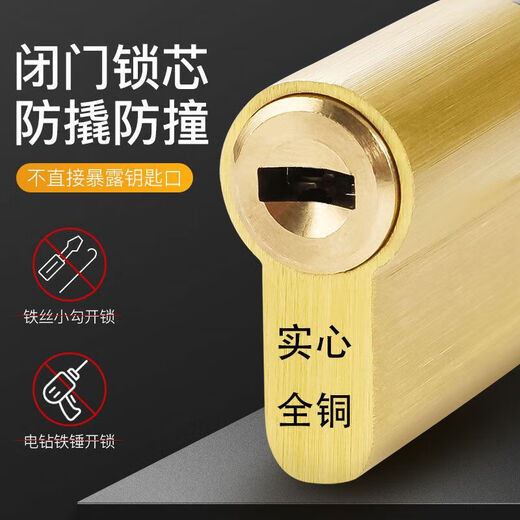 全铜锁芯防盗门通用型锁芯锁心叶片防撬锁芯带钥匙锁门 13540+95