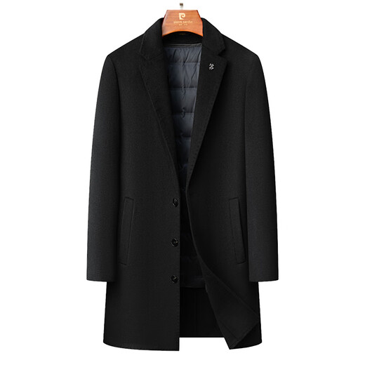 Pier Cardin High-End Wollmantel Herren Lange Windbreaker Jacket Herren neuer Business-Pendler Dickdown Liner Herren Black 170