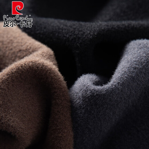 皮尔卡丹（pierre cardin）春秋季翻领纯色开衫毛衣男西装领背心双面绒毛马甲抓绒针织衫马夹 咖啡色 175/L