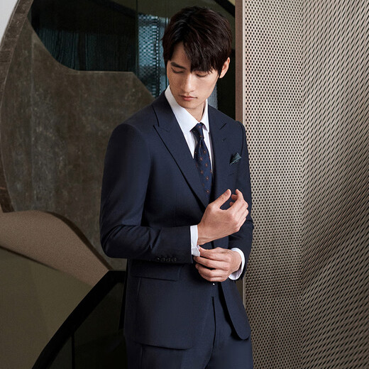 Angel Bird Suit Men's Wool Anti-wrinkle Shape Protective Autumn and Winter Men's Anti-Wrinkle Suit Pants Business Formal Jacket Navy Blue 48 B(175/100) /Please note waist or pants