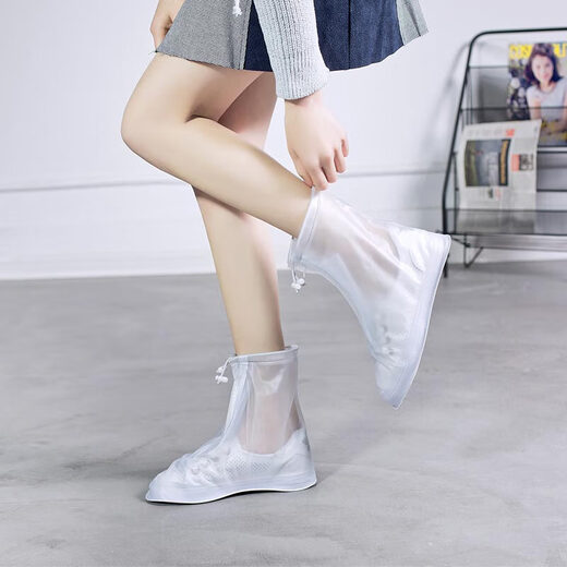 Bovonick Arafroping Shoes Cover Both Boots portables Couvrer les hommes et les femmes adultes non disposables semelle plate transparente blanche xxl