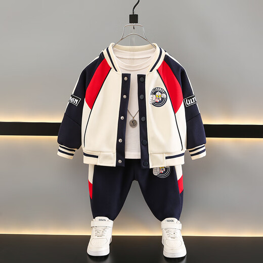 Cool Sheep Ultraman Clothes Boys Autumn Baseball Uniform Set 2025 New Handsome Boy Spring and Autumn Trendy Cool Sports Jacket Red Jacket + Pants 100