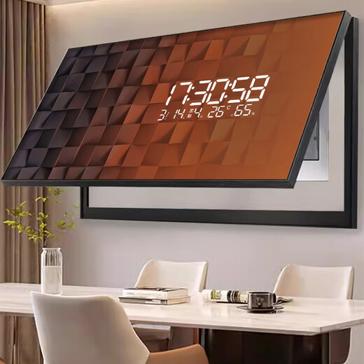Peinture d'horloge, Luxury Luxury Square Metter Box Decoration Painting 2025 Nouveau Style Interrupteur Boîte Boîte horloge Murau d'horloge Vivre et salle à manger Couverture DQ4839 [Radar LED Type de haut en haut] 31 pouces 80 * 40cm [Peut couvrir 70 * 30]