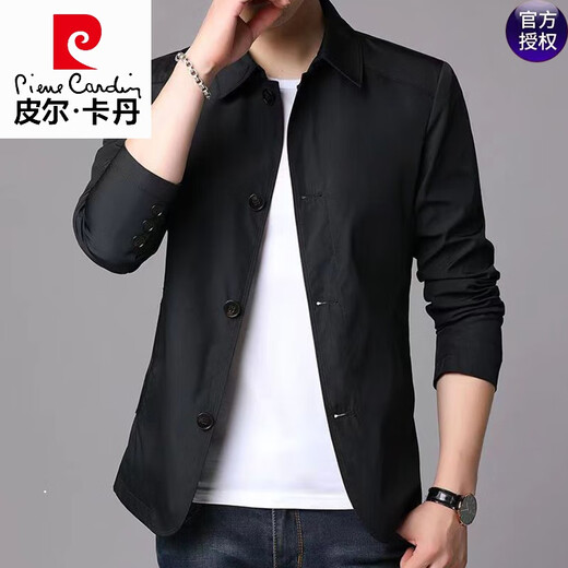 Pierre cardin high-end lapel new jacket for men spring and autumn thin business casual men's middle-aged daddy's suit solid color jacket 1048 light gray M