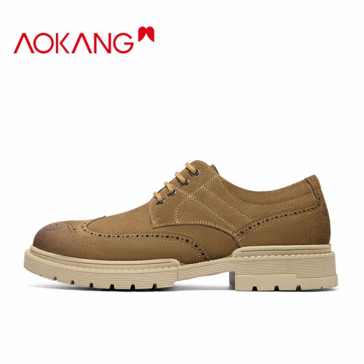 Aokang official men's shoes low-top comfortable lace-up outdoor work shoes comfortable daily sports trendy men's shoes yellow brown 41