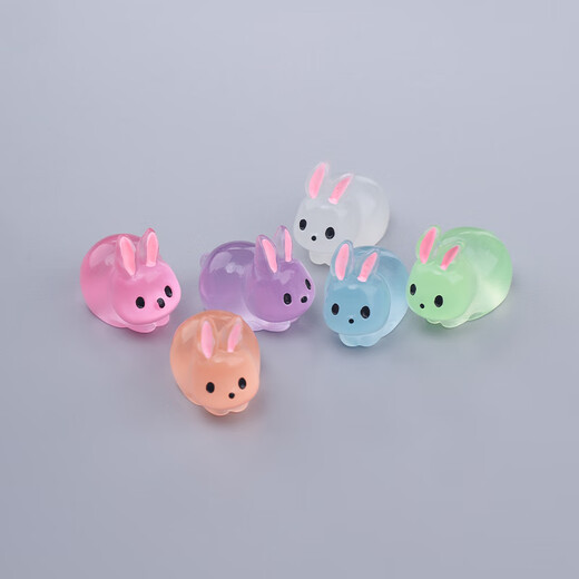Mini adornos de decoración de la oficina adornos de conejo luminoso de escritorio de escritorio de cristal brillante juego de muñecas de animales luminosos conejo de oreja luminosa 10 colores mixtos