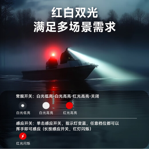 LEM夜钓头灯钓鱼专用充电感应超长续航户外强光超亮头戴式照明灯 【L688-加强版】+收纳包