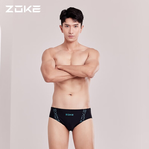 Zhouke's nouveau maillot de bain pour hommes triangle taille basse serré mode sportive maillot de bain professionnel à séchage rapide pour hommes noir 121502103 + bonnet de bain 620503203 XL