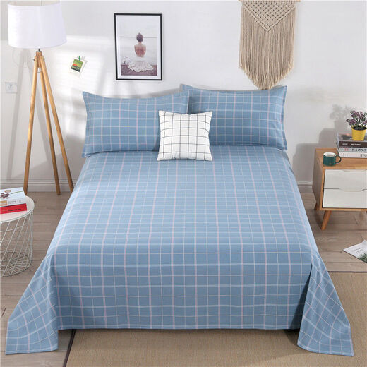 Xingyue Shengfan can't afford to throw the ball, pure cotton old coarse cloth bed sheet three-piece set, thickened cotton single double large bed Kang single bed, small gray flower, 2 meter bed, 2.3x2.7 meter bed sheet