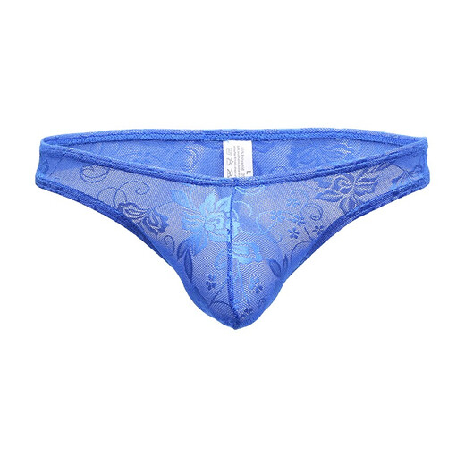 Movik men's underwear lace thong jacquard transparent breathable sexy fashion low-waist elastic trendy men's T-underwear red XXL