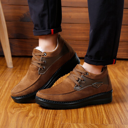 Hongxingxiang Old Beijing Clate Shoes Мужская хлопчатобумажная обувь зимние шерстяные туфли мужская обувь теплые плюс бархатные повседневные туфли против скольжения среднего возраста и пожилые туфли для папы 9910 мужская черная шерсть плюс бархат 38