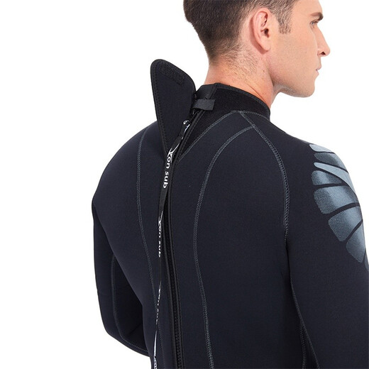 Swimming speed YonSub 5mm wetsuit for men, one-piece warm, deep diving professional cold protection, thickened scuba frogman thermal insulation, deep sea, black XL