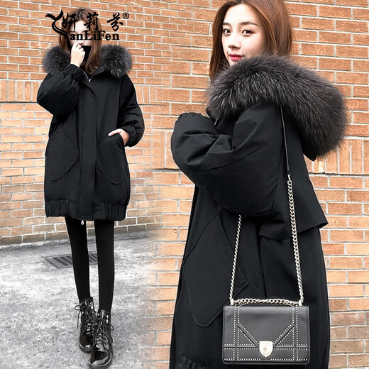 Yanlifen Coton Veste pour femmes mi-longueur 2024 Nouveaux vêtements pour femmes d'hiver Veste en coton épaissi coréen pour femmes Grand col en fourrure