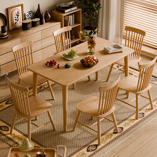 Jiayi solid wood dining table and chairs, a complete set of home dining tables for 4-6 people, small apartment, one table and four chairs combination