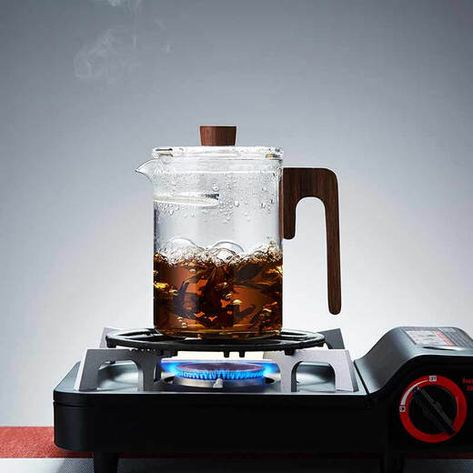 Green Changming glass teapot crescent filter kettle high temperature resistant teapot large capacity teapot wooden handle teapot 860ml