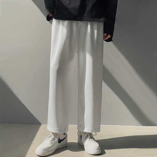 Foss Phil Phil Retrase Casual Pantalones para hombres Summer Black Spring y Autumn Nine Nine Punta Lo suelto Occidente de patas amplias de patas de patas de patas de patas anchas para hombres.